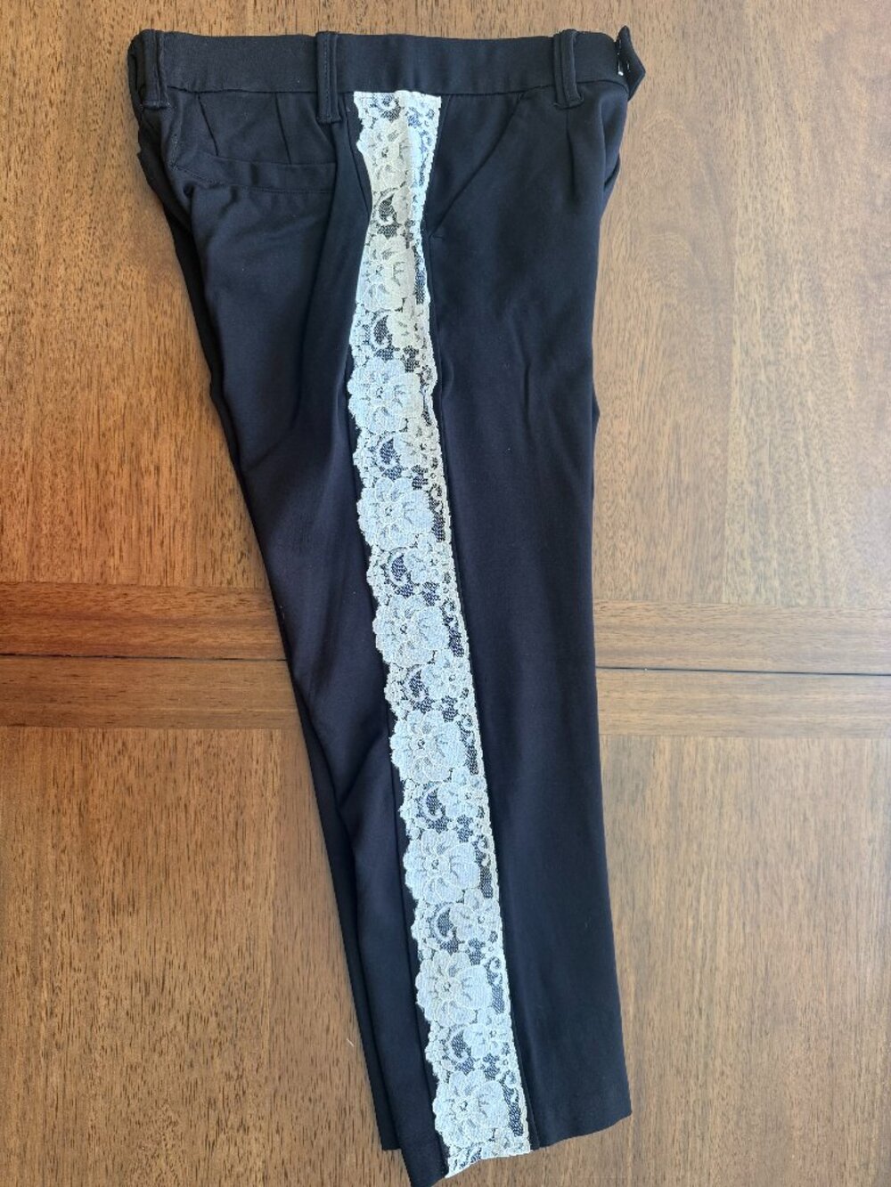 Wit & Wisdom Black Ponte Pants | Size 4 | Pull-On - Lace Tuxedo Stripe EUC